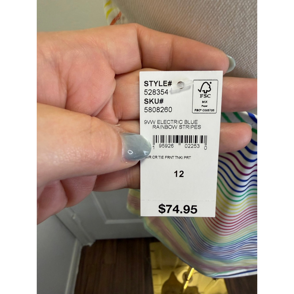 🌈 Women’s Rainbow Stripe Tie-Front Tankini Top – NWT - Lands’ End - Size 12🌈 - Picture 7 of 9